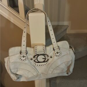 Chic White Handbag with Silver Accents